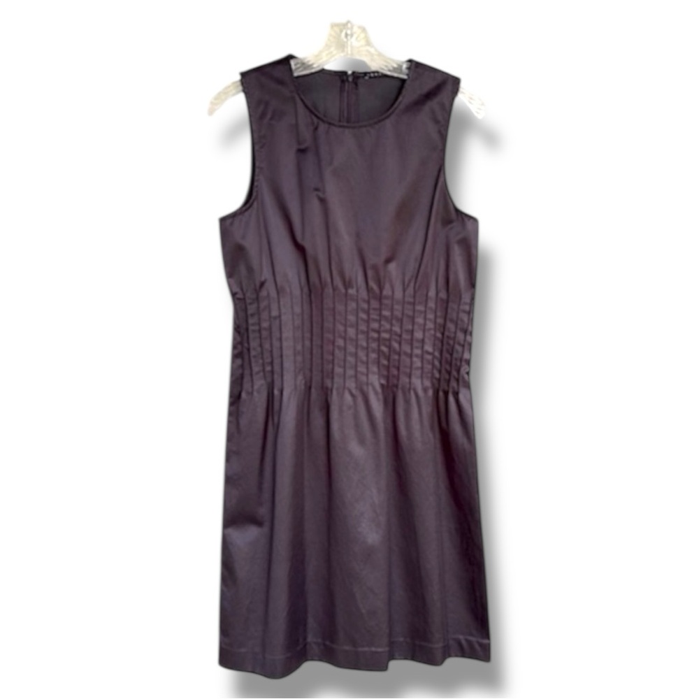 Theory Brynne “New Tuxedo” Black Satin Sleeveless Shift Dress Size 6 - Picture 2 of 15